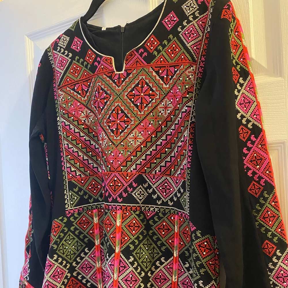 Pink, red, and black Palestinian Thobe